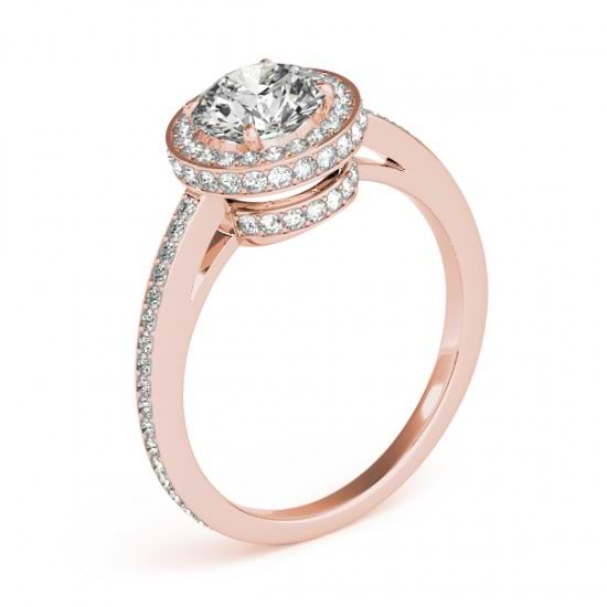 Oval Diamond Halo Engagement Ring 14k Rose Gold (1.71ct)