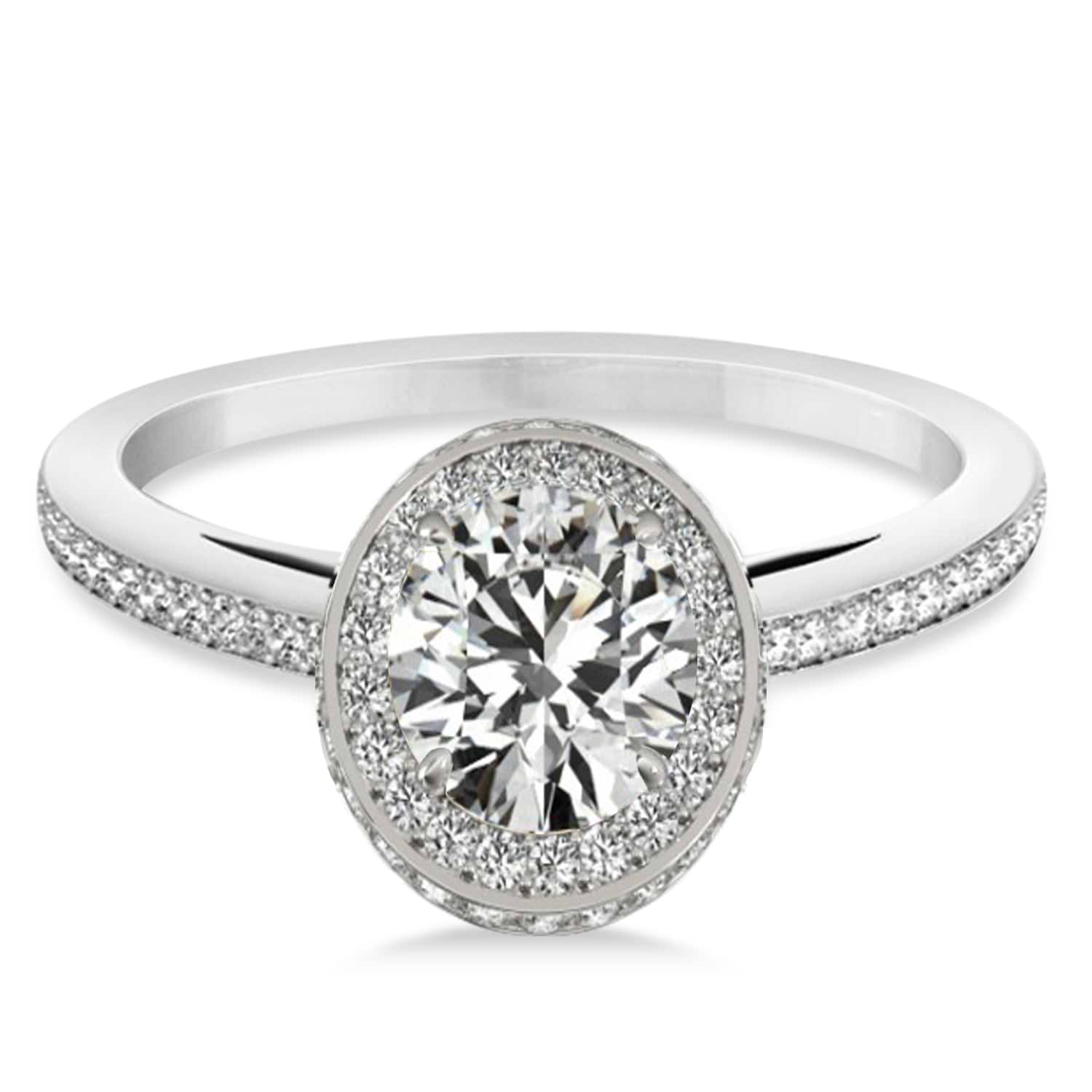 Oval Diamond Halo Engagement Ring 14k White Gold (1.71ct)