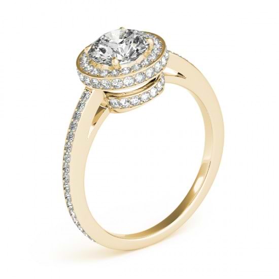 Oval Diamond Halo Engagement Ring 14k Yellow Gold (1.71ct)