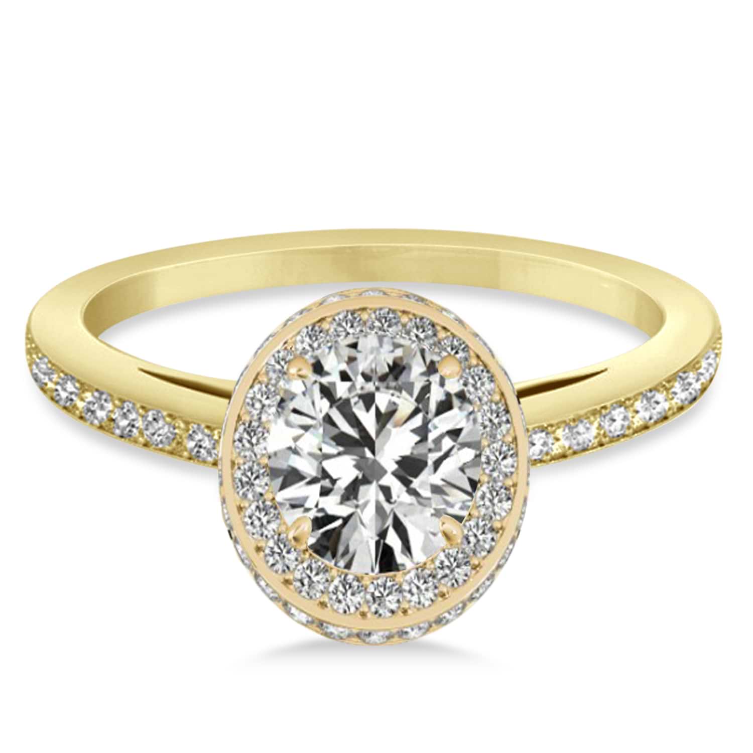Oval Diamond Halo Engagement Ring 14k Yellow Gold (1.71ct)