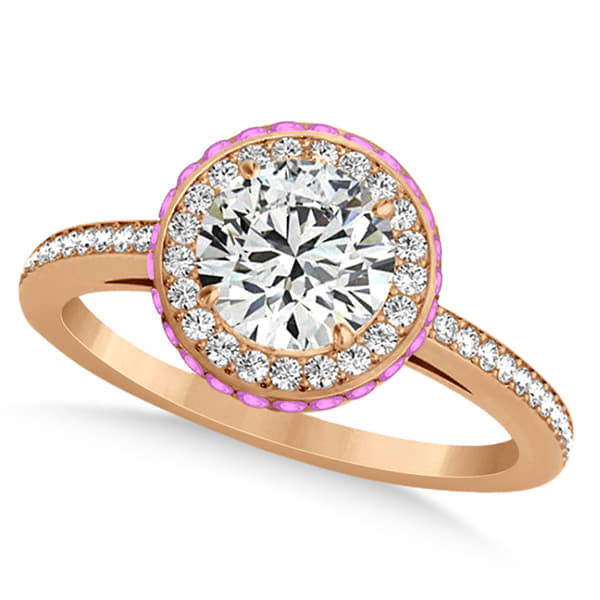 Diamond & Pink Sapphire Gemstone Engagement Ring 14k Rose Gold 1.50ct