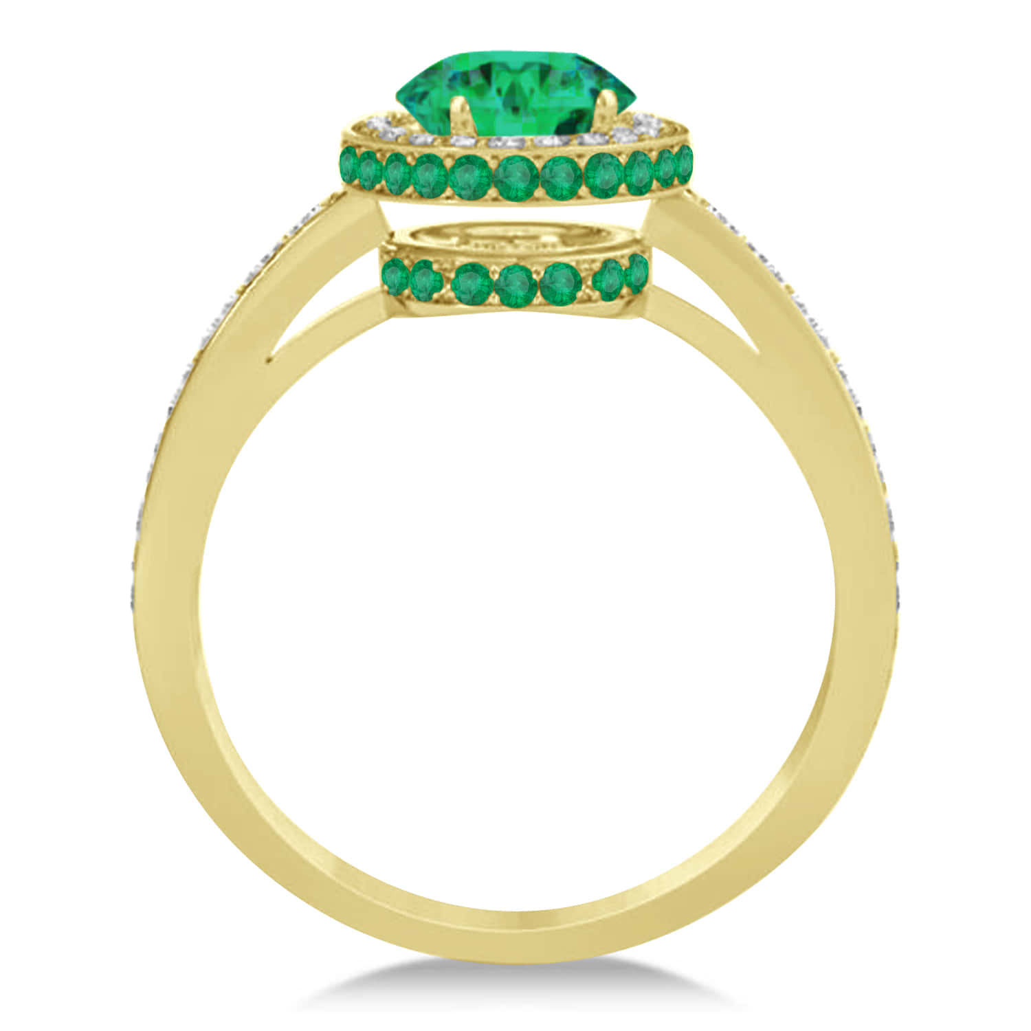 Oval Emerald & Diamond Halo Engagement Ring 14k Yellow Gold (1.76ct)