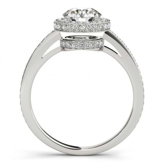 Oval Moissanite & Diamond Halo Engagement Ring 14k White Gold (1.71ct)