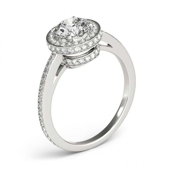 Oval Moissanite & Diamond Halo Engagement Ring 14k White Gold (1.71ct)