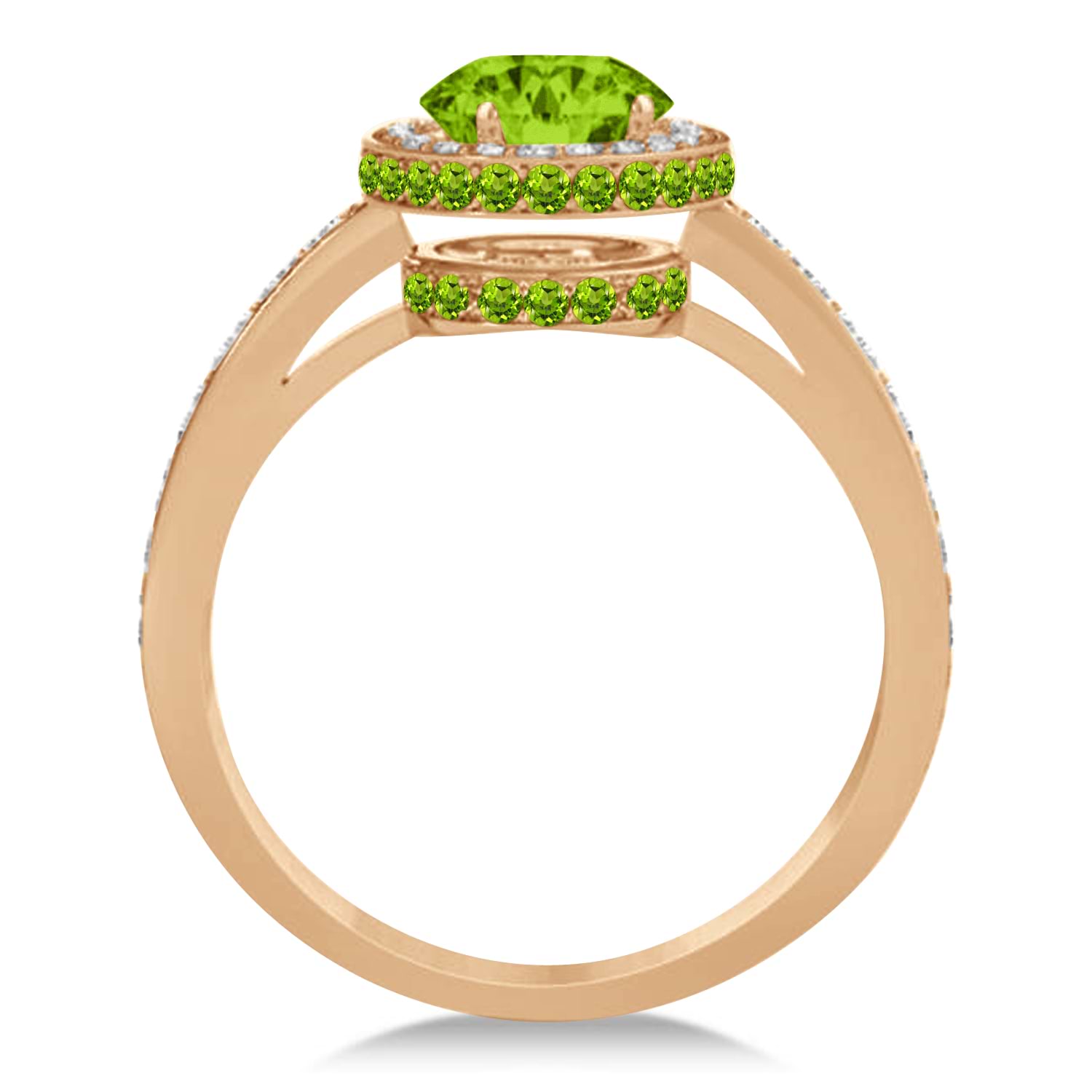 Oval Peridot & Diamond Halo Engagement Ring 14k Rose Gold (1.85ct)
