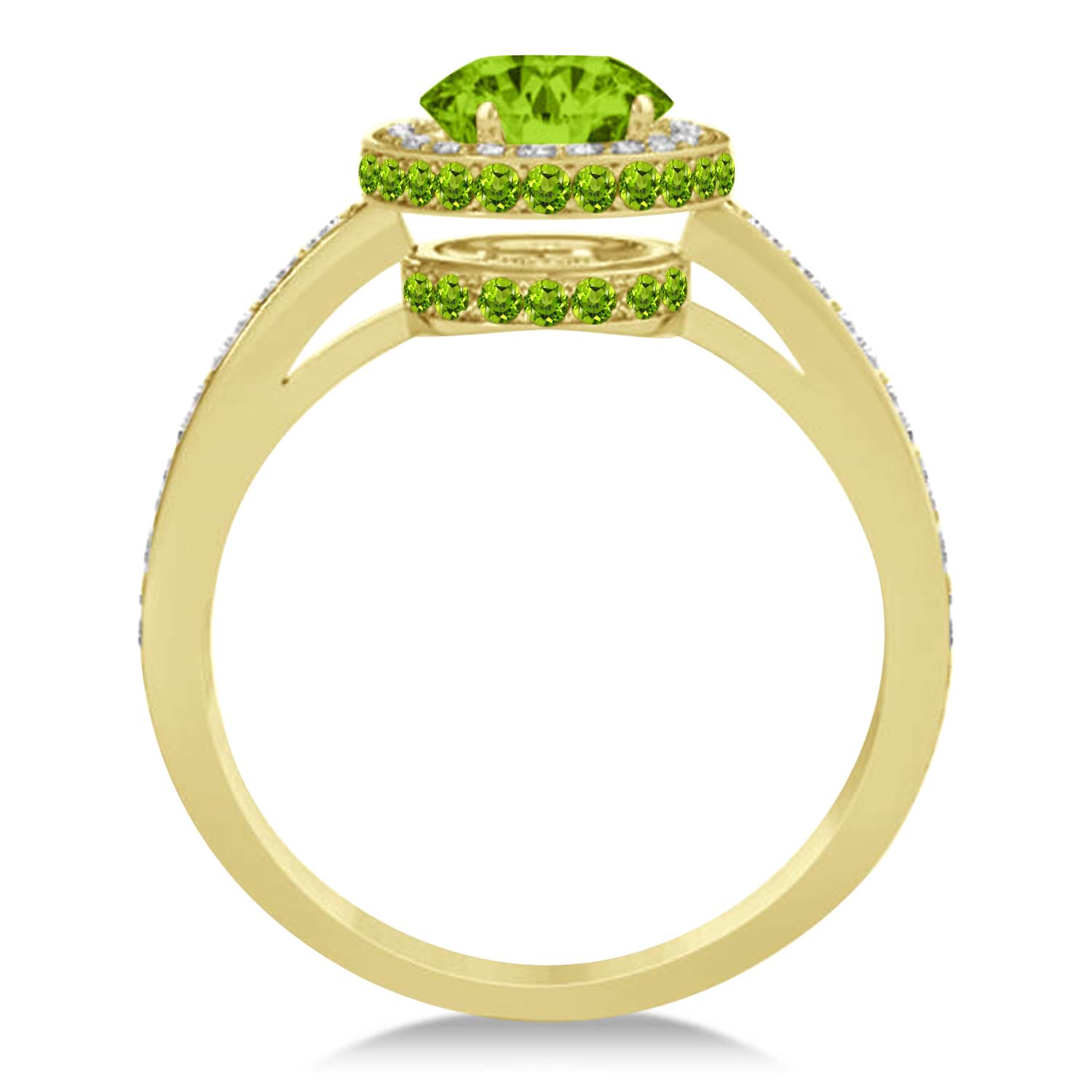 Oval Peridot & Diamond Halo Engagement Ring 14k Yellow Gold (1.85ct)