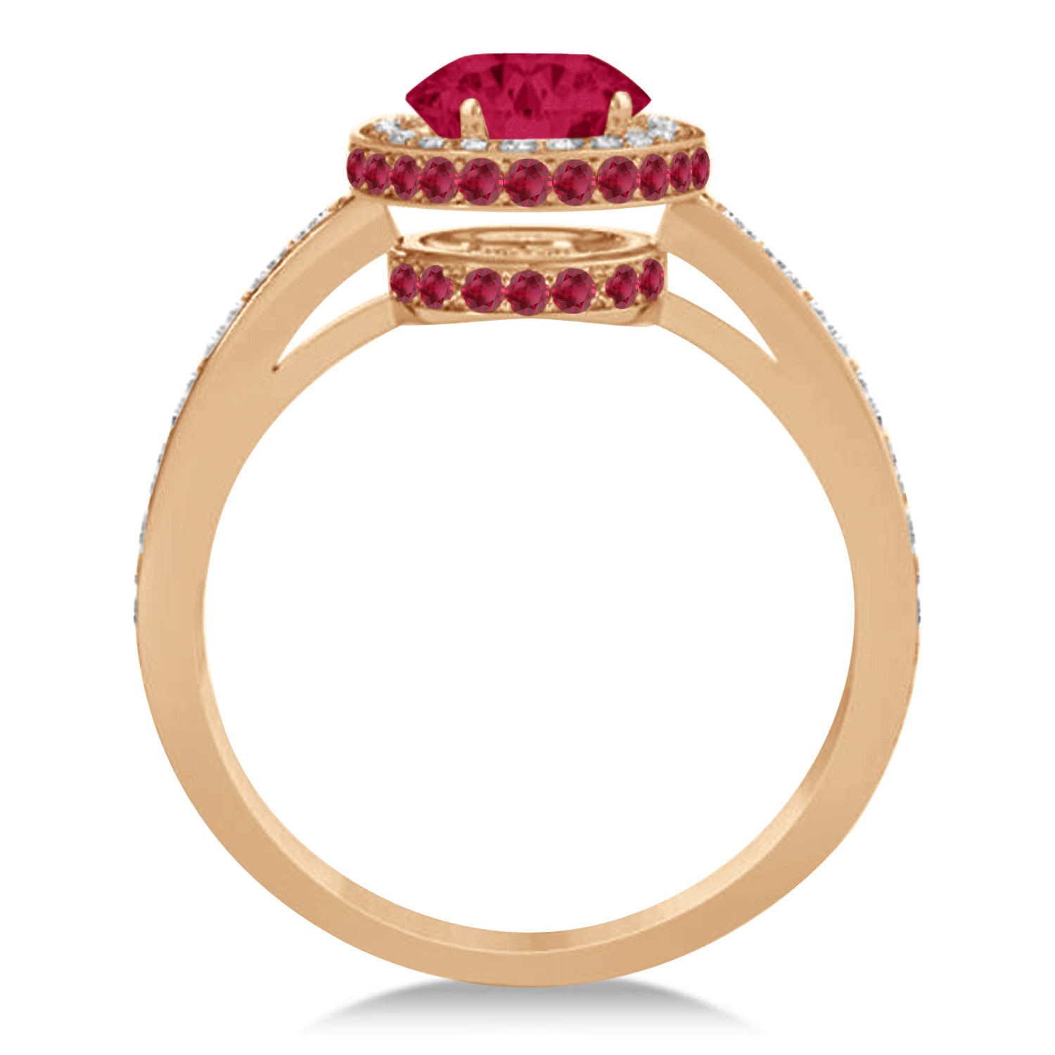 Oval Ruby & Diamond Halo Engagement Ring 14k Rose Gold (2.00ct)