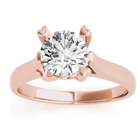 Solitaire Cathedral Prong-Set Engagement Ring Setting 14K Rose Gold