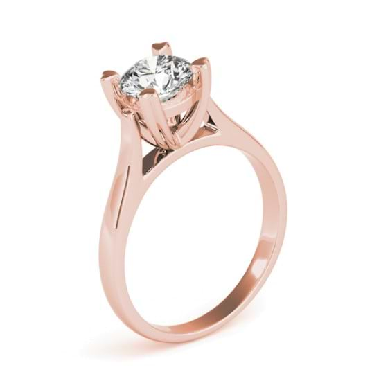 Solitaire Cathedral Prong-Set Engagement Ring Setting 18K Rose Gold