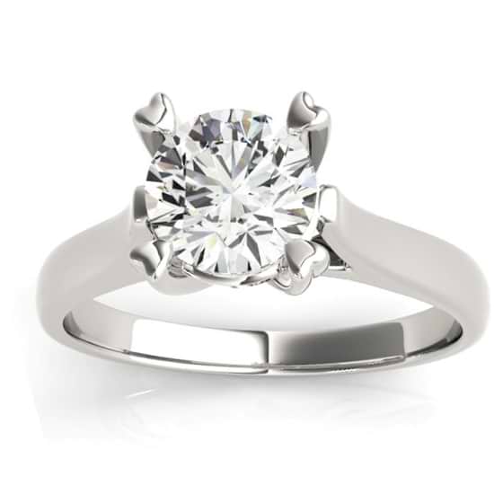 Solitaire Cathedral Prong-Set Engagement Ring Setting 18K White Gold