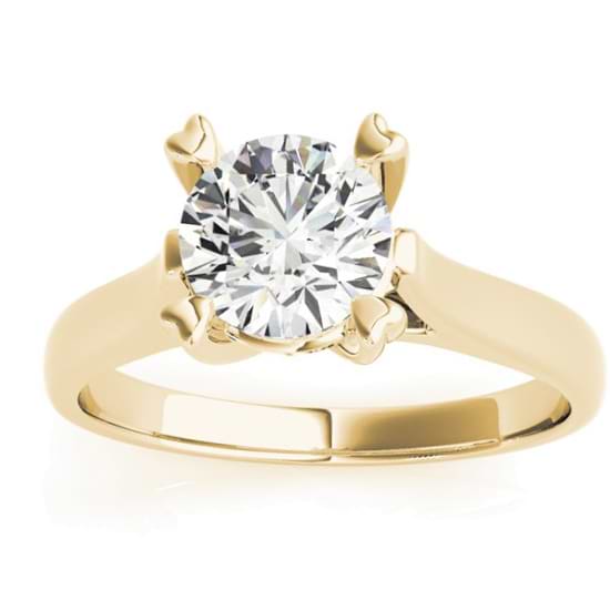 Solitaire Cathedral Prong-Set Engagement Ring Setting 18K Yellow Gold