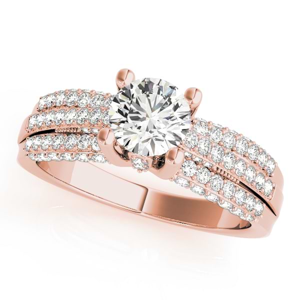 Diamond Accented Multi-Row Engagement Ring 14k Rose Gold (1.23 ct)