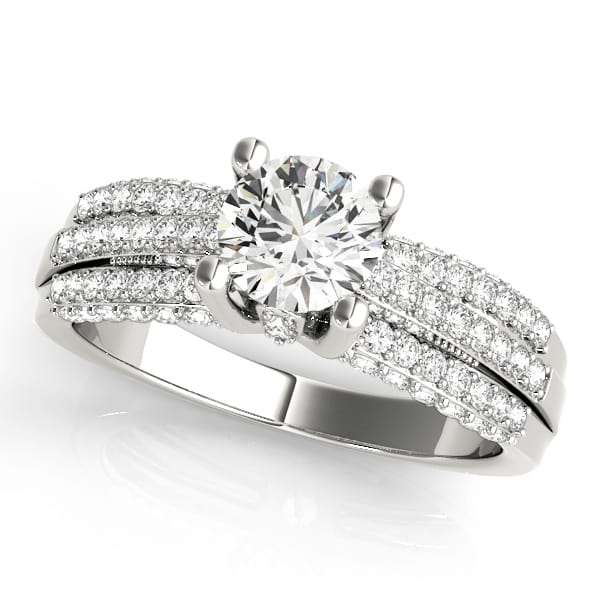Diamond Accented Multi-Row Engagement Ring 14k White Gold (1.23 ct)