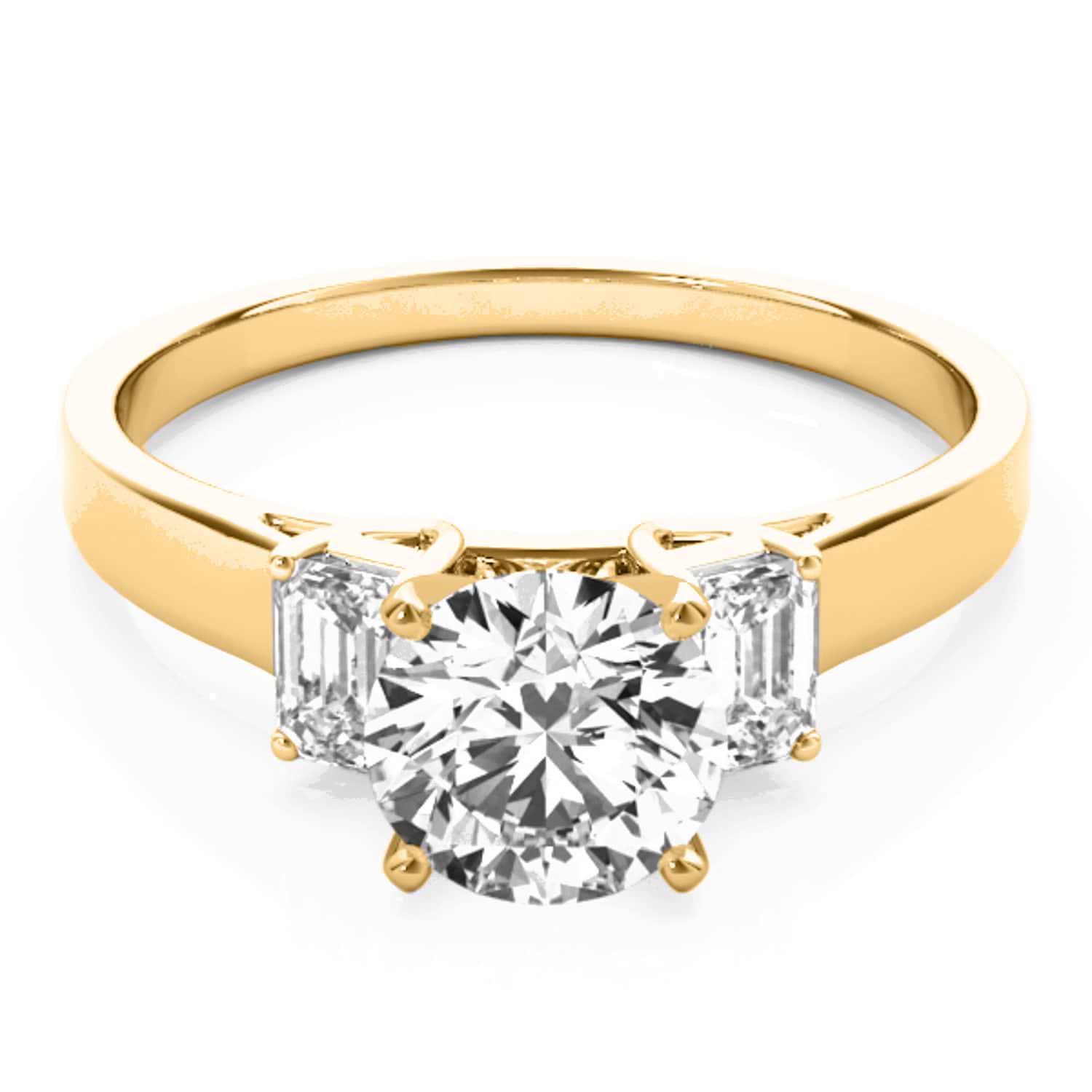 Trio Emerald Cut Diamond Engagement Ring 14k Yellow Gold (0.30ct)