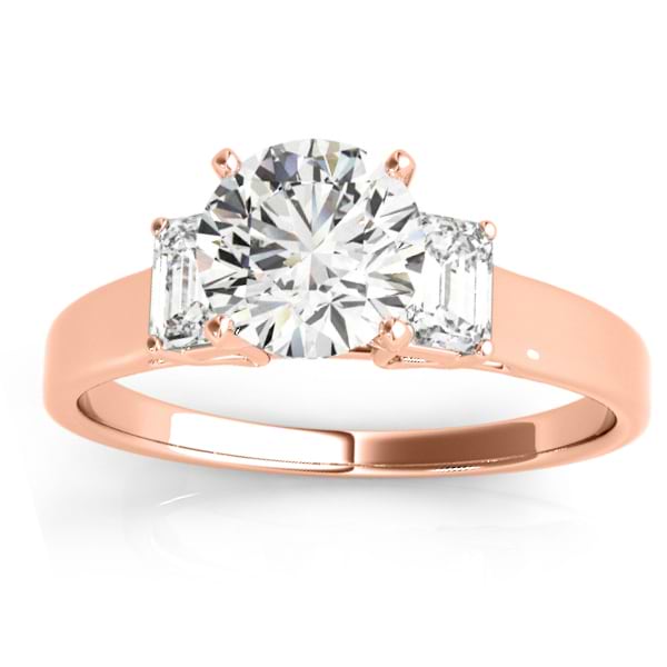 Trio Emerald Cut Diamond Engagement Ring 18k Rose Gold (0.30ct)