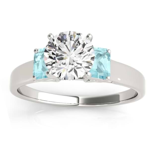 Trio Emerald Cut Aquamarine Engagement Ring Platinum (0.30ct)