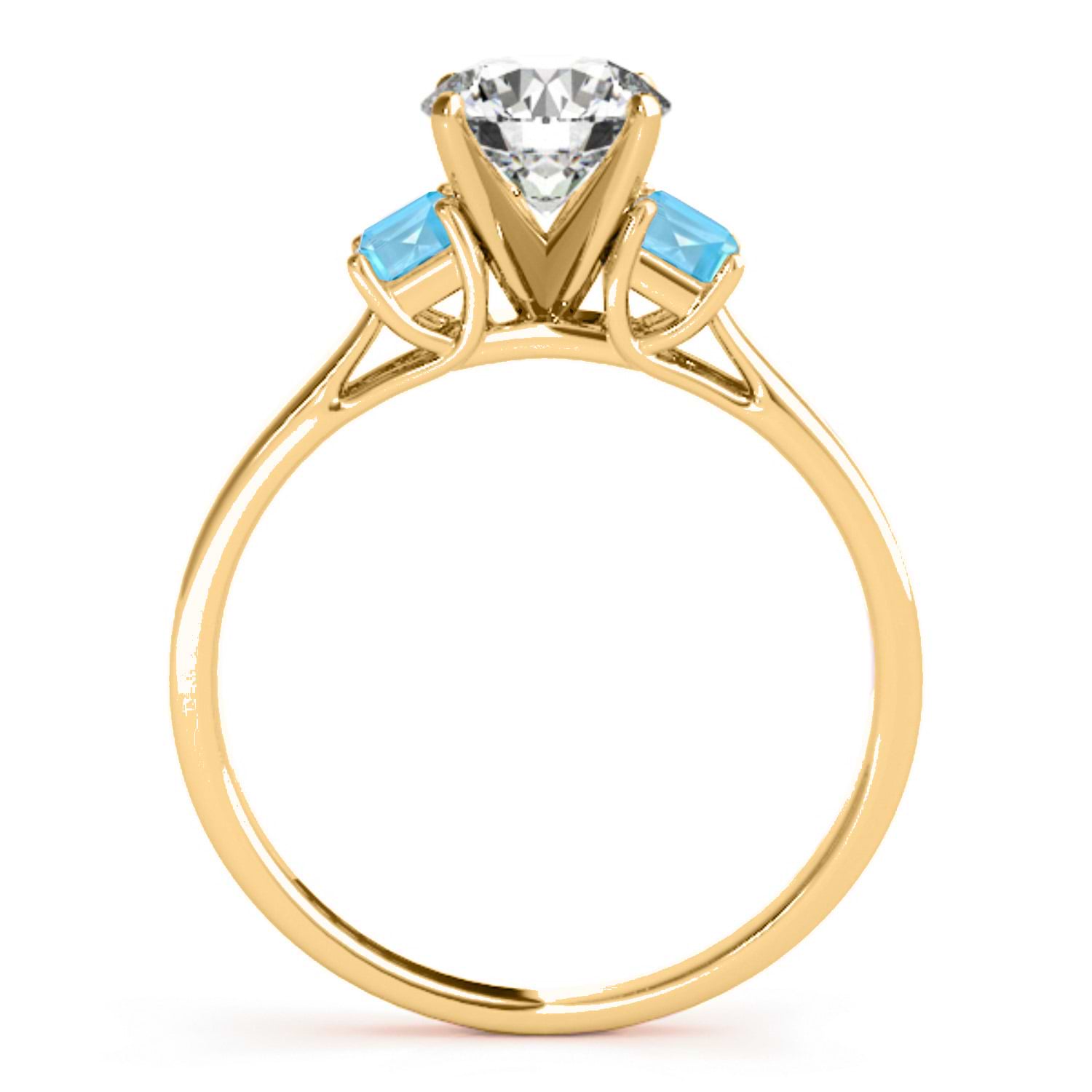 Trio Emerald Cut Blue Topaz Engagement Ring 14k Yellow Gold (0.30ct)