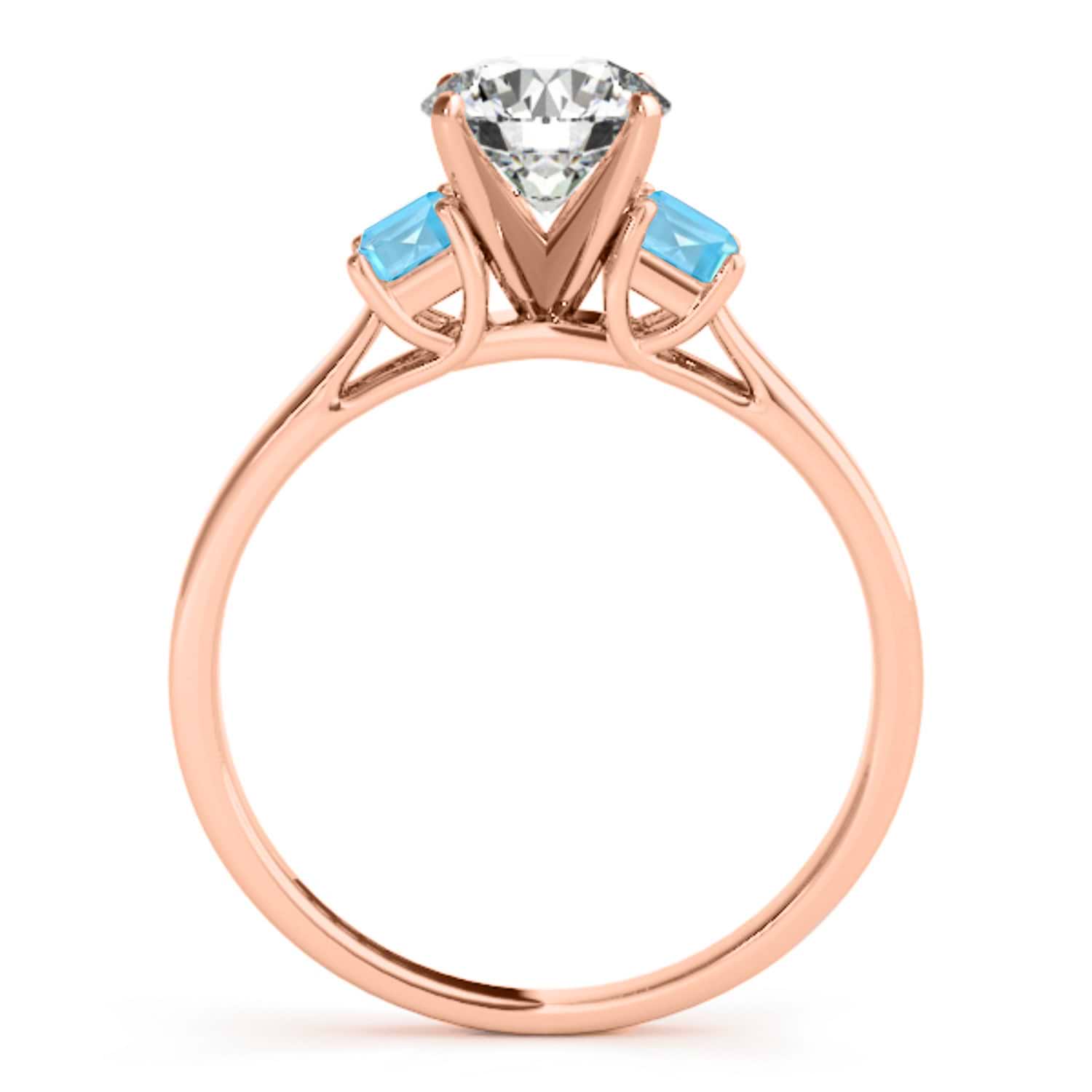Trio Emerald Cut Blue Topaz Engagement Ring 18k Rose Gold (0.30ct)