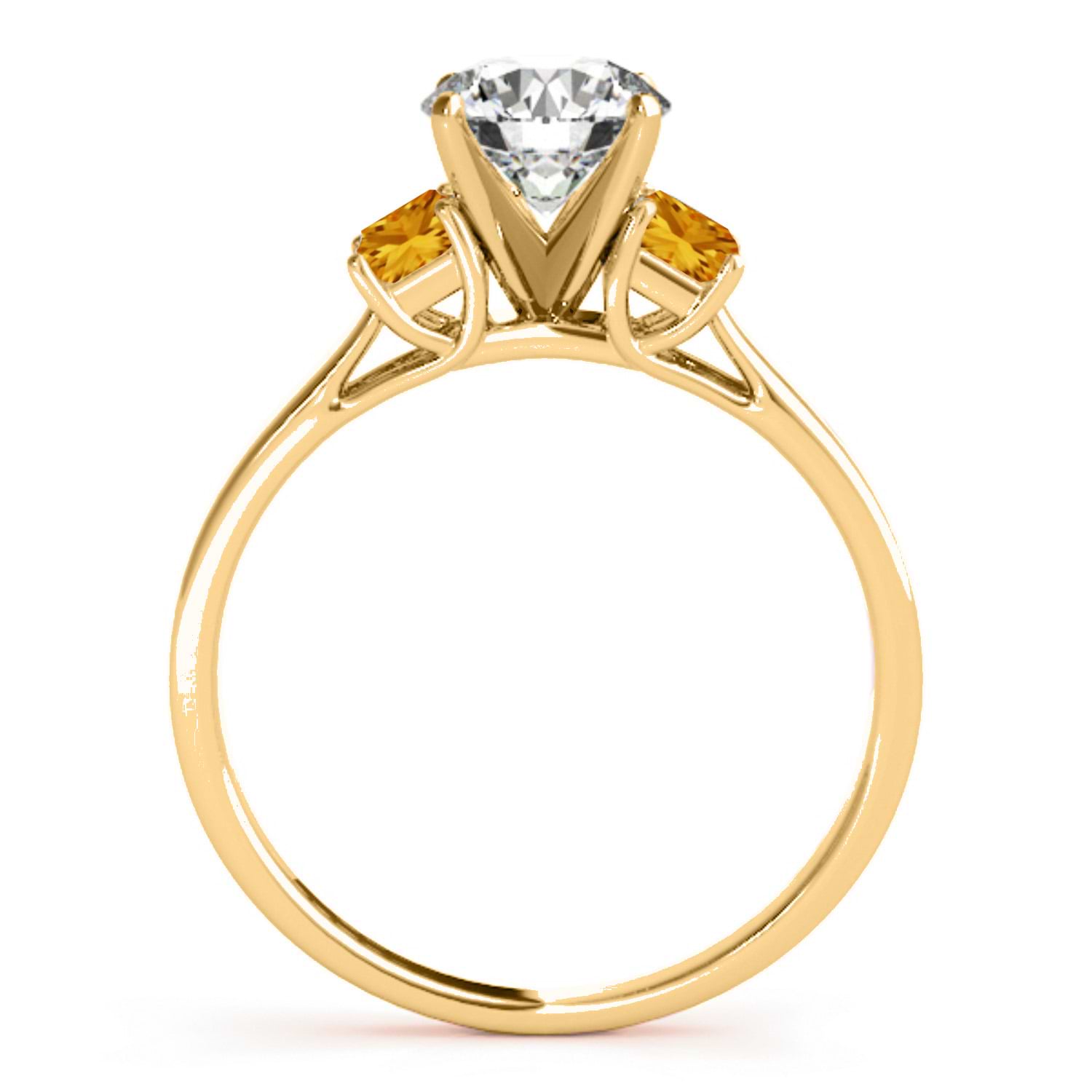Trio Emerald Cut Citrine Engagement Ring 14k Yellow Gold (0.30ct)