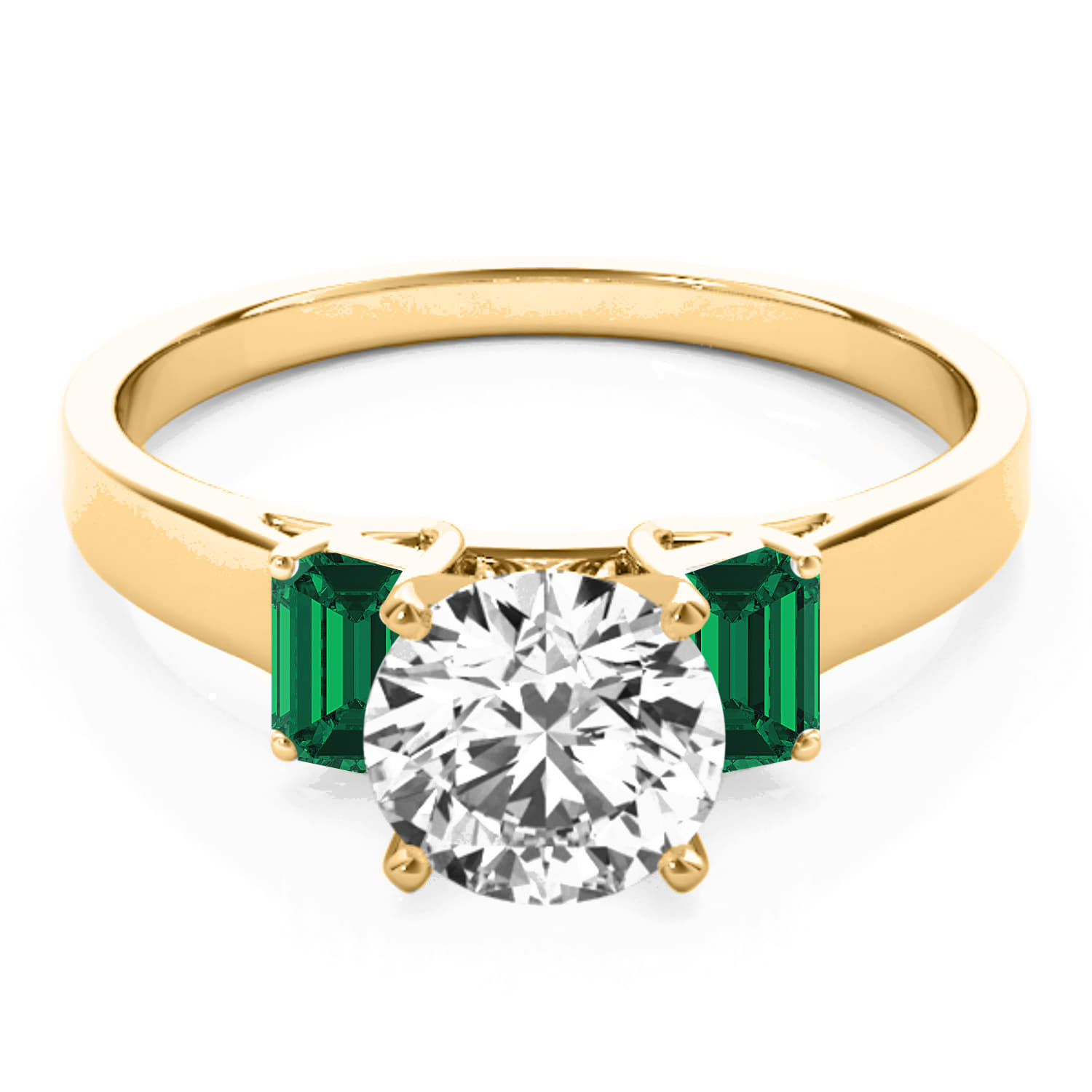 Trio Emerald Cut Trio Emerald Engagement Ring 14k Yellow Gold (0.30ct)