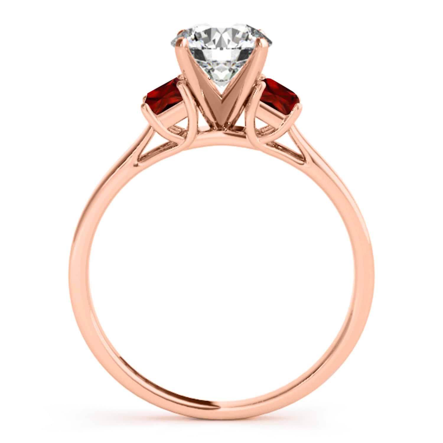Trio Emerald Cut Garnet Engagement Ring 14k Rose Gold (0.30ct)