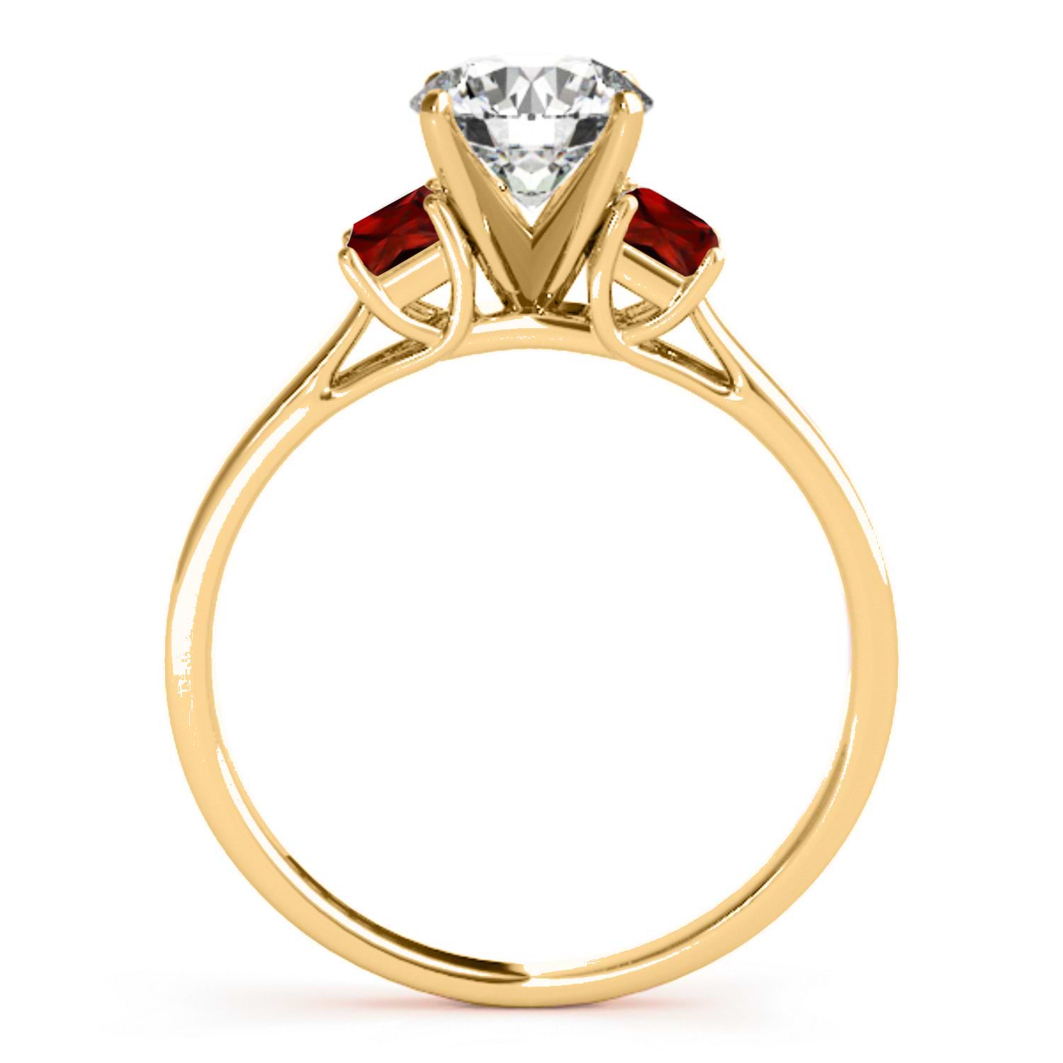 Trio Emerald Cut Garnet Engagement Ring 14k Yellow Gold (0.30ct)