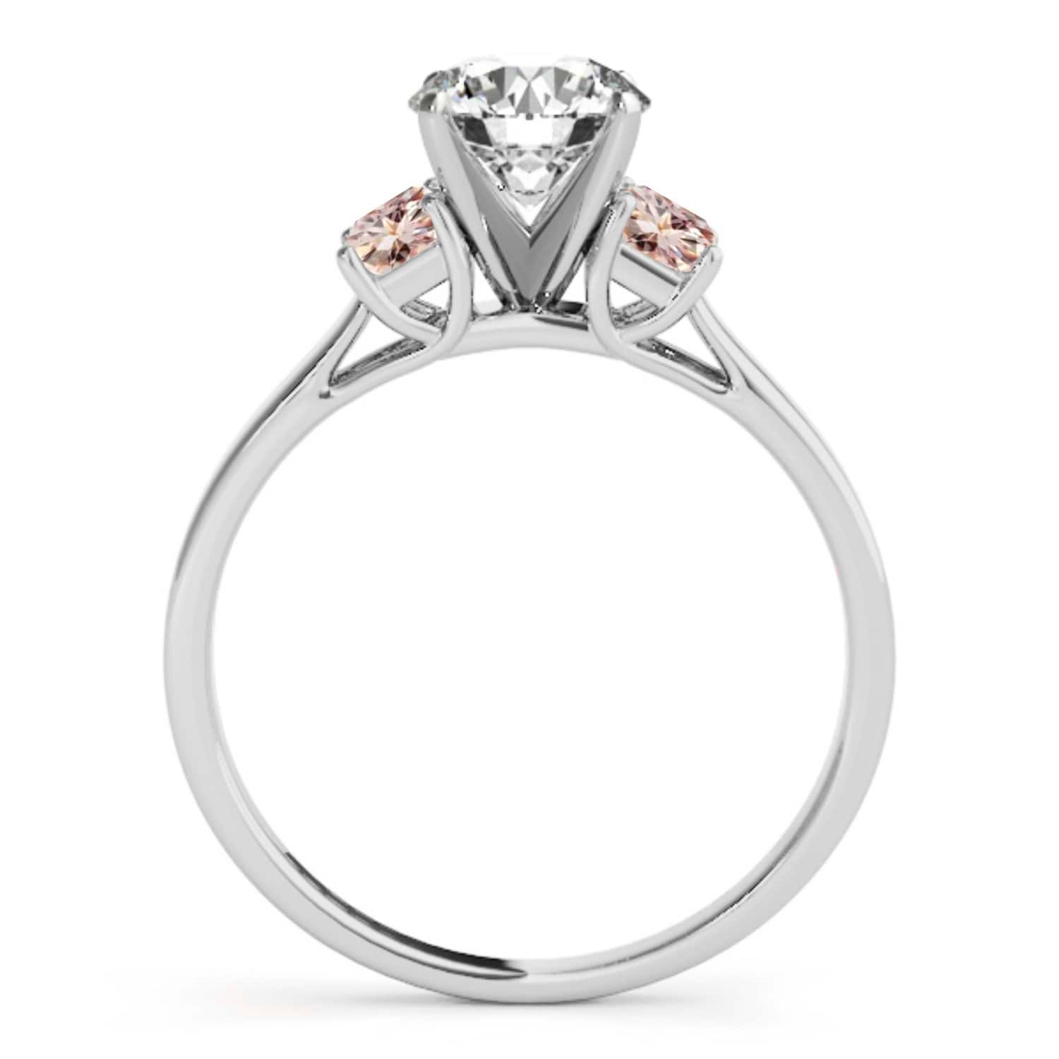 Trio Emerald Cut Morganite Engagement Ring Platinum (0.30ct)