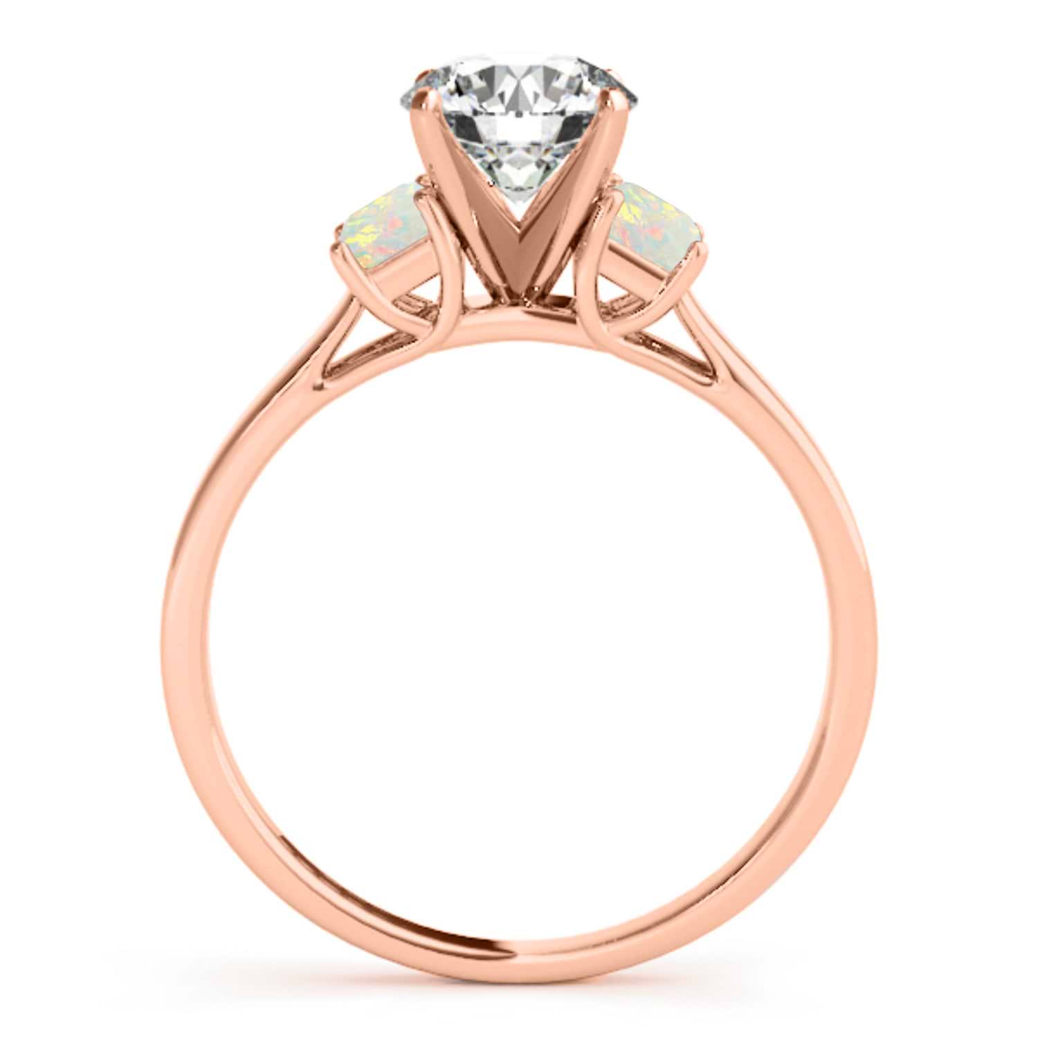 Trio Emerald Cut Opal Engagement Ring 14k Rose Gold (0.30ct)