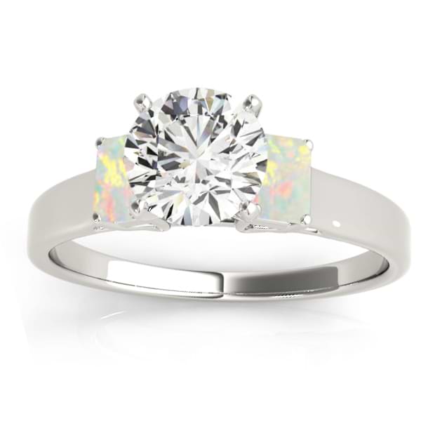 Trio Emerald Cut Opal Engagement Ring 14k White Gold (0.30ct)