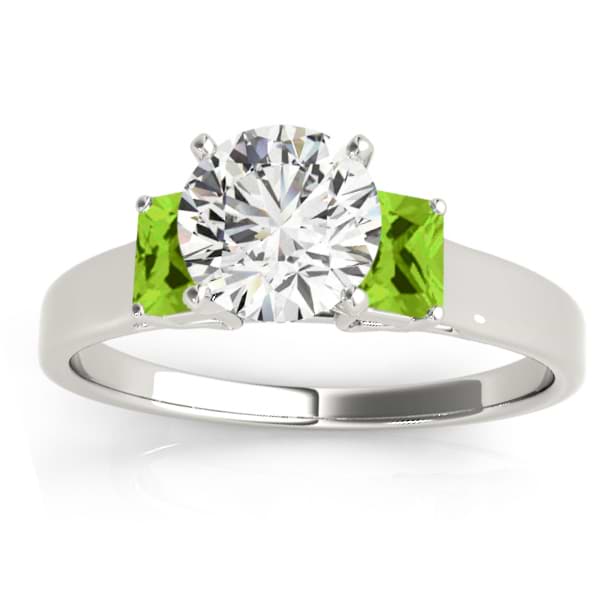 Trio Emerald Cut Peridot Engagement Ring Platinum (0.30ct)