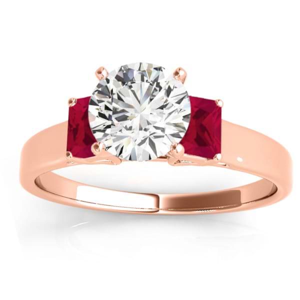 Trio Emerald Cut Ruby Engagement Ring 14k Rose Gold (0.30ct)
