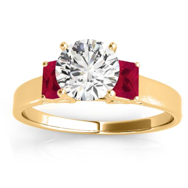 Trio Emerald Cut Ruby Engagement Ring 18k Yellow Gold (0.30ct)