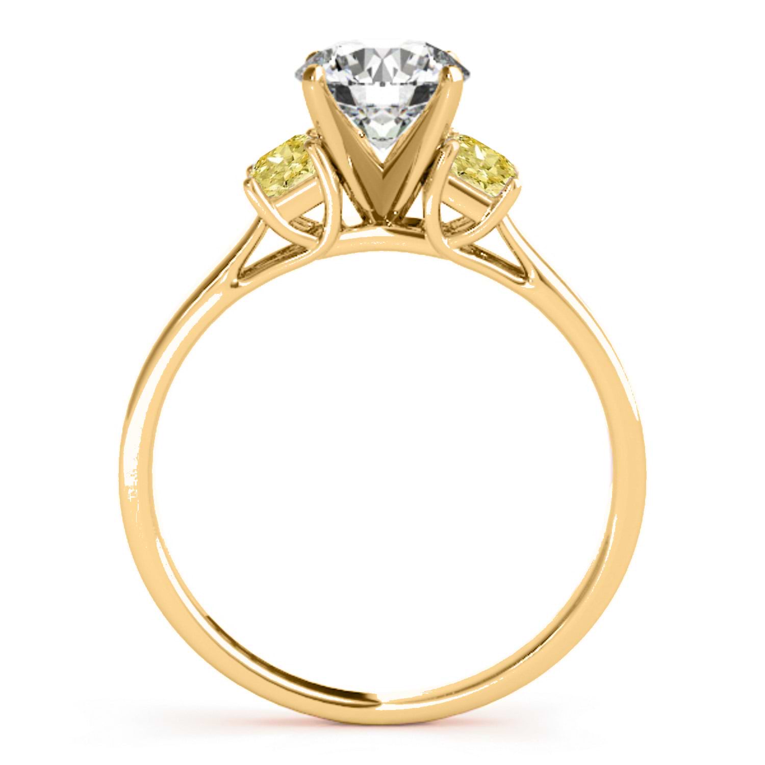 Trio Emerald Cut Yellow Diamond Engagement Ring 14k Yellow Gold (0.30ct)