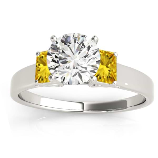Trio Emerald Cut Yellow Sapphire Engagement Ring Platinum (0.30ct)