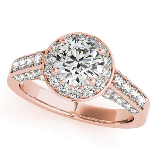 Round Diamond Halo Engagement Ring 18K Rose Gold (1.15ct)