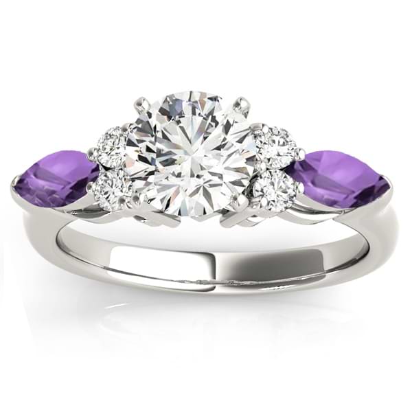 Amethyst Marquise Accented Engagement Ring 14k White Gold .66ct