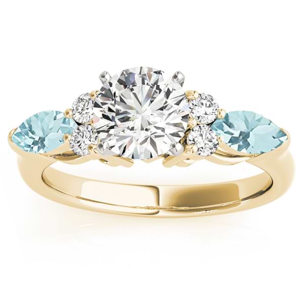 Aquamarine Marquise Accented Engagement Ring 14k Yellow Gold .66ct