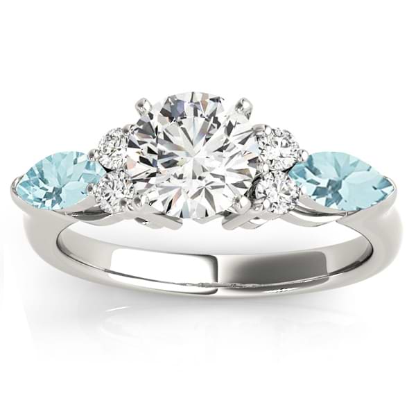 Aquamarine Marquise Accented Engagement Ring 18k White Gold .66ct