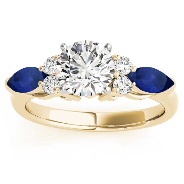 Blue Sapphire Marquise Accented Engagement Ring 18k Yellow Gold .66ct