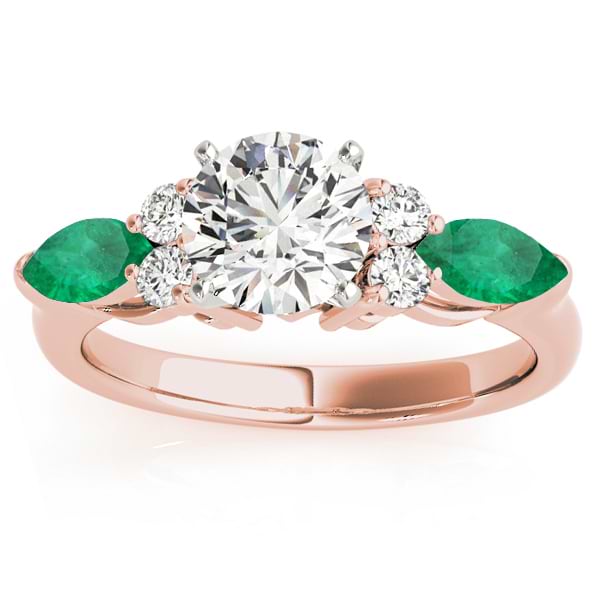 Emerald Marquise Accented Engagement Ring 14k Rose Gold .66ct