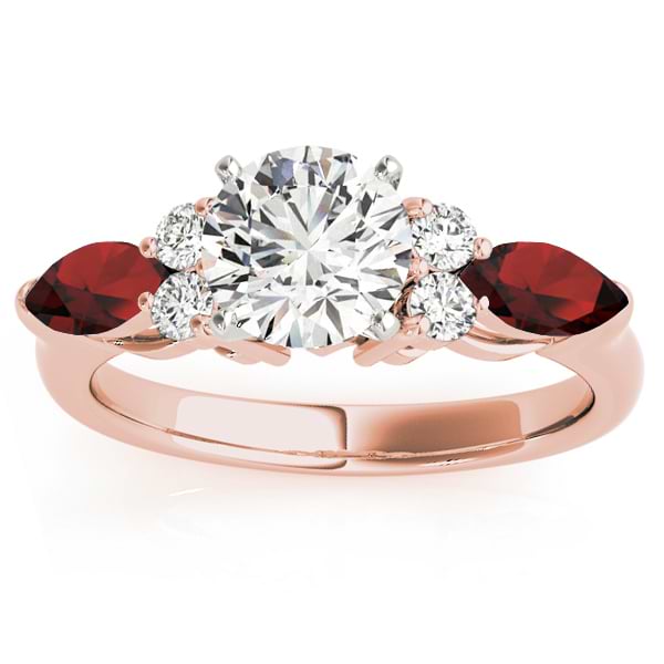 Garnet Marquise Accented Engagement Ring 14k Rose Gold .66ct
