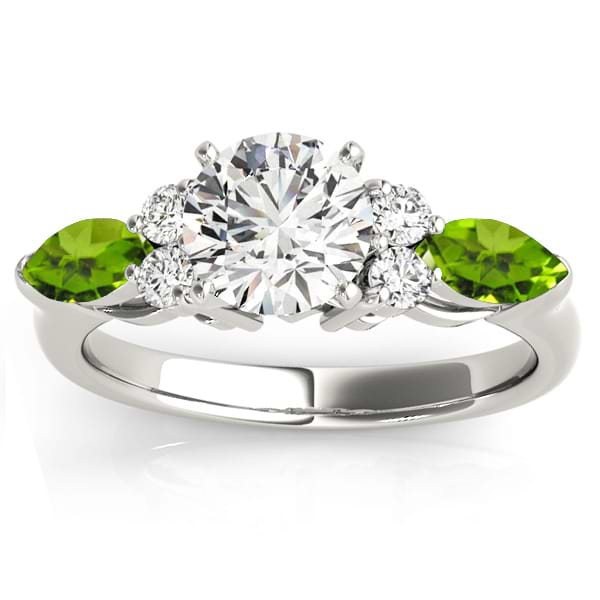 Peridot Marquise Accented Engagement Ring 18k White Gold .66ct