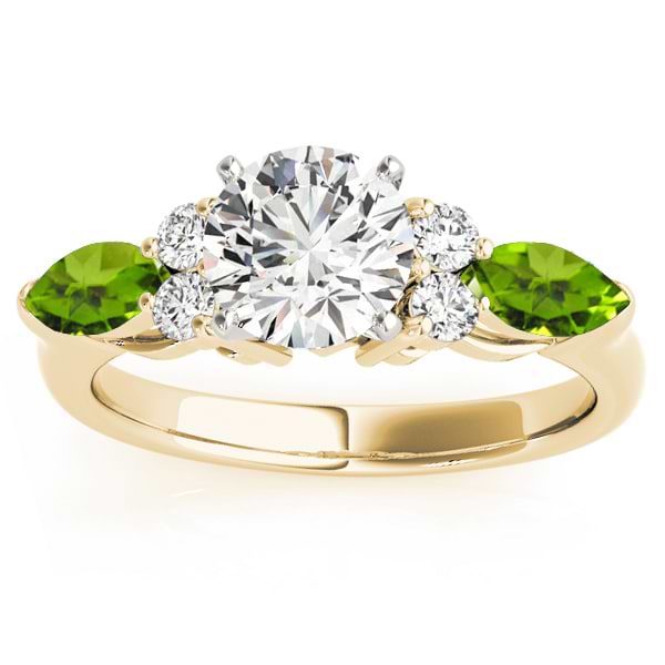 Peridot Marquise Accented Engagement Ring 18k Yellow Gold .66ct