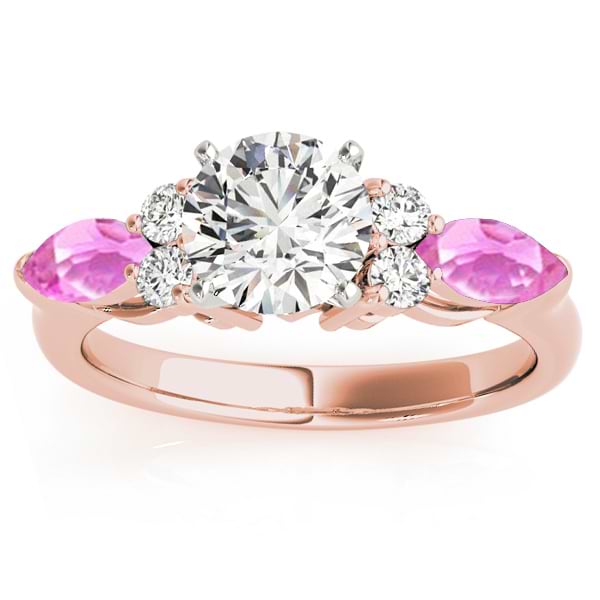 Pink Sapphire Marquise Accented Engagement Ring 14k Rose Gold .66ct
