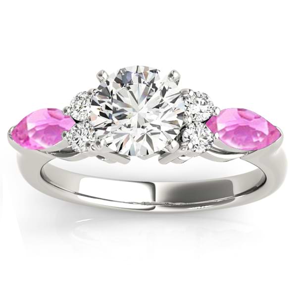 Pink Sapphire Marquise Accented Engagement Ring Platinum .66ct