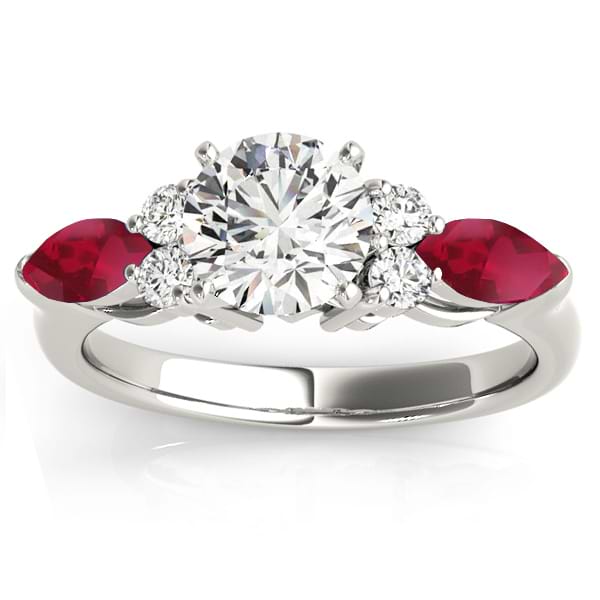 Ruby Marquise Accented Engagement Ring 18k White Gold .66ct