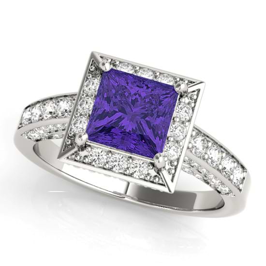 Princess Tanzanite & Diamond Engagement Ring Palladium (2.25ct)