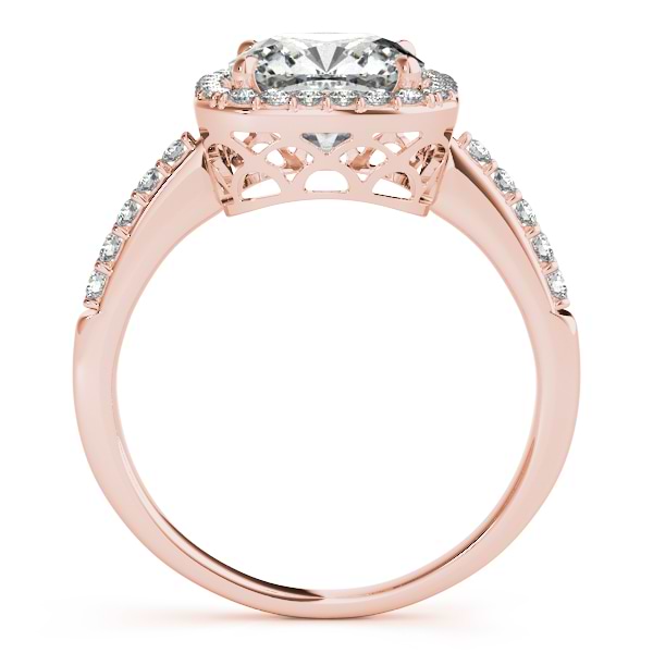 Cushion Cut Diamond Halo Engagement Ring 18k Rose Gold (1.00ct)
