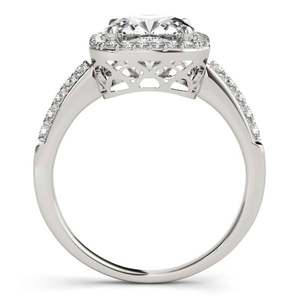 Cushion Cut Square Shape Diamond Halo Bridal Set 14k White Gold (1.17ct)