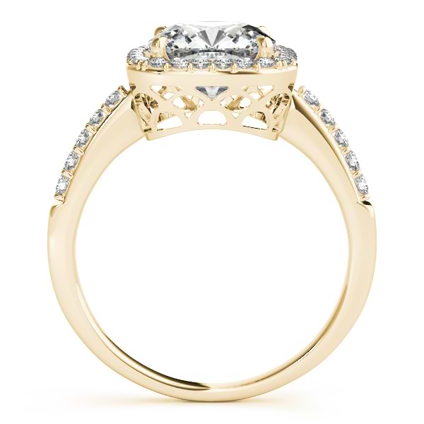 Cushion Cut Diamond Halo Engagement Ring 18k Yellow Gold (2.00ct)